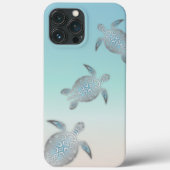 Silver Turtles Turquoise Coastal Maritime Case-Mate iPhone Case (Achterkant)