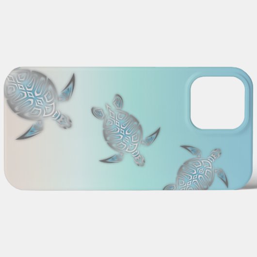 Silver Turtles Turquoise Coastal Maritime Case-Mate iPhone Case (Achterkant (horizontaal))