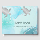 Silver Turtles Turquoise Ink Coastal House Gastenboek (Voorkant)