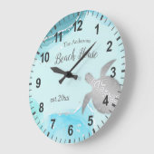Silver Turtles Turquoise Ink Familienaam Coastal Grote Klok (Hoek)