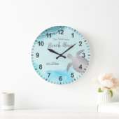 Silver Turtles Turquoise Ink Familienaam Coastal Grote Klok (Huis)