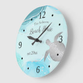 Silver Turtles Turquoise Ink Familienaam Coastal Grote Klok (Hoek)