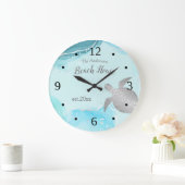 Silver Turtles Turquoise Ink Familienaam Coastal Grote Klok (Huis)