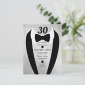 Silver Tuxedo Bow Stropdas Mannen 30th Birthday In Kaart (Staand voorkant)
