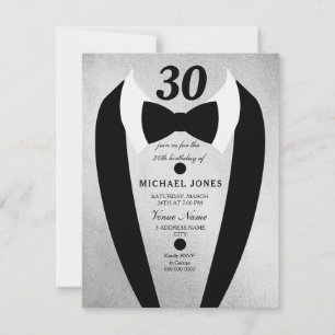 Silver Tuxedo Bow Stropdas Mannen 30th Birthday In Kaart