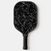 Silver Twigs op Black Pickleball Paddle (Achterkant)