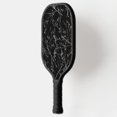 Silver Twigs op Black Pickleball Paddle (Links)