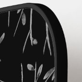 Silver Twigs op Black Pickleball Paddle (Links Detail)