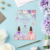 Silver Twin Princess Paarse en roze Quinceañera Acryl Uitnodigingen (Insitu (Huwelijk))