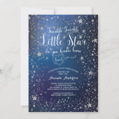 Silver Twinkle Little Star Baby shower Invitation Kaart (Voorkant)