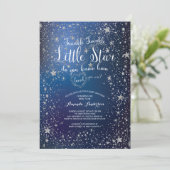 Silver Twinkle Little Star Baby shower Invitation Kaart (Staand voorkant)