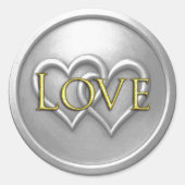 Silver Two Hearts Intertwined Wedding Ronde Sticker (Voorkant)