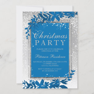 Silver typografie leaf sneeuwelegant kerst kaart