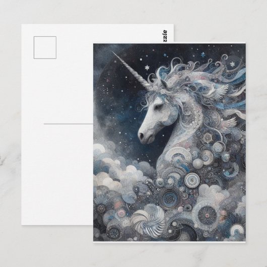 Silver Unicorn Collage Briefkaart (Voorkant / Achterkant)