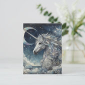 Silver Unicorn Collage With Moon Briefkaart (Staand voorkant)