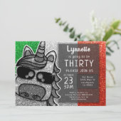 Silver Unicorn Glitter Italië Vlag Italiaanse verj Kaart (Staand voorkant)