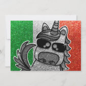 Silver Unicorn Glitter Italië Vlag Italiaanse verj Kaart (Achterkant)