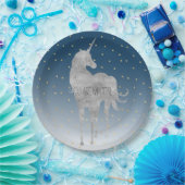 Silver Unicorn Gold Stars Papieren Bordje (Feest)