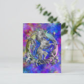 Silver Unicorn Herald Briefkaart (Staand voorkant)