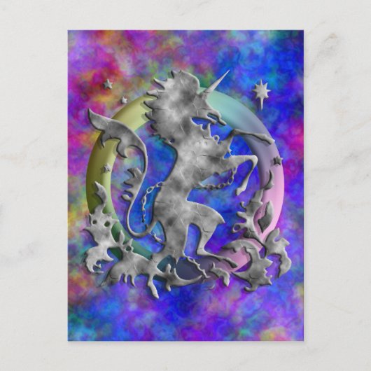 Silver Unicorn Herald Briefkaart (Voorkant)