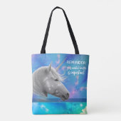 Silver Unicorn Important Mental Health Reminder Tote Bag (Achterkant)