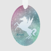 Silver Unicorn op Vakantie Speciaal Ornament (voorkant)