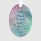 Silver Unicorn op Vakantie Speciaal Ornament (achterkant)