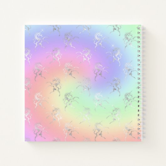 Silver Unicorn Pastel Ombre Initiaal Sketchbook Notitieboek (Achterkant)