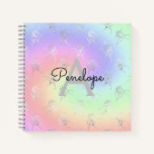 Silver Unicorn Pastel Ombre Monogram Sketchbook Notitieboek (Voorkant)