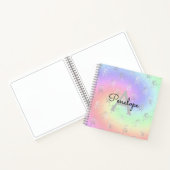Silver Unicorn Pastel Ombre Monogram Sketchbook Notitieboek (Binnen)