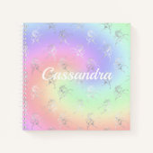 Silver Unicorn Pastel Ombre Monogram Sketchbook Notitieboek (Voorkant)