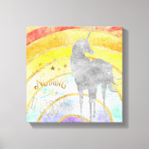 Silver Unicorn Rainbow Canvas Afdruk