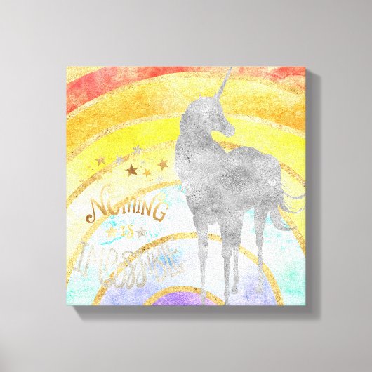 Silver Unicorn Rainbow Canvas Afdruk (Voorkant)