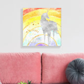 Silver Unicorn Rainbow Canvas Afdruk (Insitu (Woonkamer))