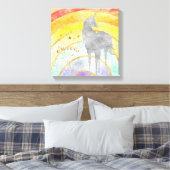 Silver Unicorn Rainbow Canvas Afdruk (Insitu (Slaapkamer))