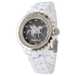 Silver unicorn voegt naam vrouwen fantasie toe horloge