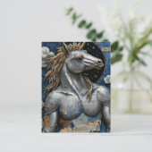 Silver Unicorn With Muscles Collage Briefkaart (Staand voorkant)