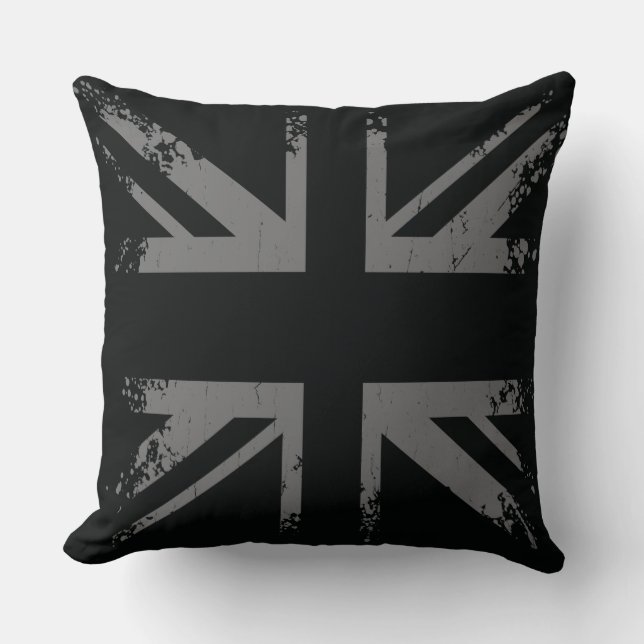 Silver Union Jack Grunge Flag Kussen (Voorkant)