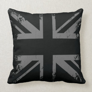 Silver Union Jack Grunge Flag Kussen