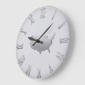 Silver USA Map with Roman Numerals Grote Klok (Hoek)