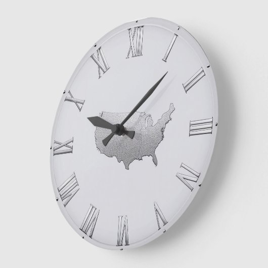 Silver USA Map with Roman Numerals Grote Klok (Hoek)