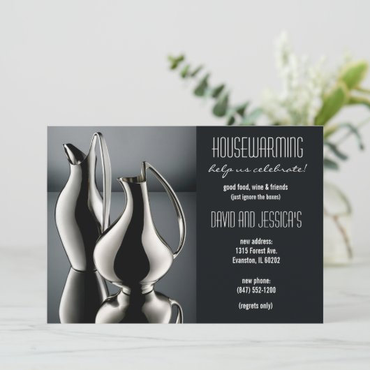 Silver Vases-uitnodiging voor het opwarmen van het Kaart (Staand voorkant)