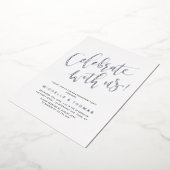 Silver vieren met ons Modern Eenvoudig Verloving Folie Uitnodiging (Gedraaid)