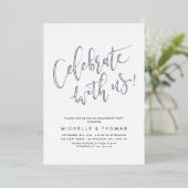 Silver vieren met ons Modern Eenvoudig Verloving Folie Uitnodiging (Staand Voorkant)