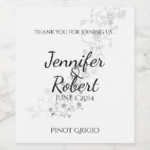 Silver Vines Bruiloft Wijn Label Etiket (Enkel label)