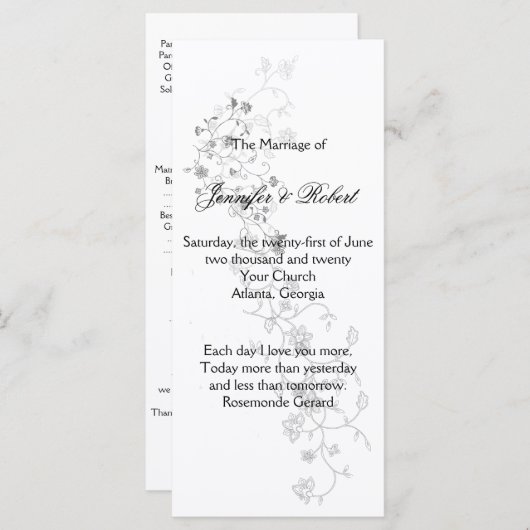 Silver Vines-programma Programmakaart (Voorkant / Achterkant)