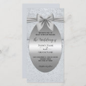 Silver Vintage with Bow Wedding Invitation (Voorkant / Achterkant)