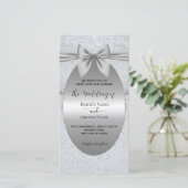 Silver Vintage with Bow Wedding Invitation (Staand voorkant)