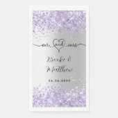 Silver violet glitter de heer mrs hart bruiloft na servet (Voorkant)