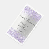 Silver violet glitter de heer mrs hart bruiloft na servet (Hoek)